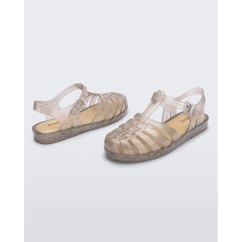 Melissa MELISSA POSSESSION SHINY SANDAL BF134 BEIGE SILVER GLITTER