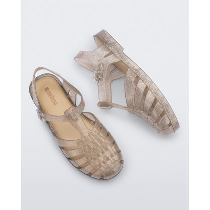 Melissa MELISSA POSSESSION SHINY SANDAL BF134 BEIGE SILVER GLITTER