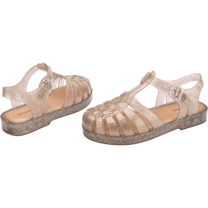 Mini Melissa Mini Melissa Possession Shiny Inf SANDAL BF142 BEIGE SILVER GLITTER