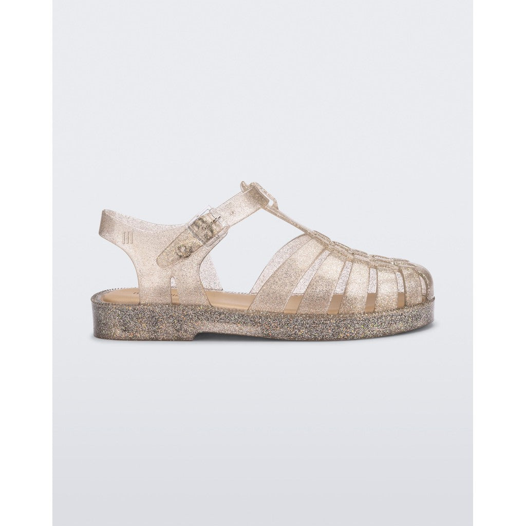Mini Melissa Mini Melissa Possession Shiny Inf SANDAL BF142 BEIGE SILVER GLITTER