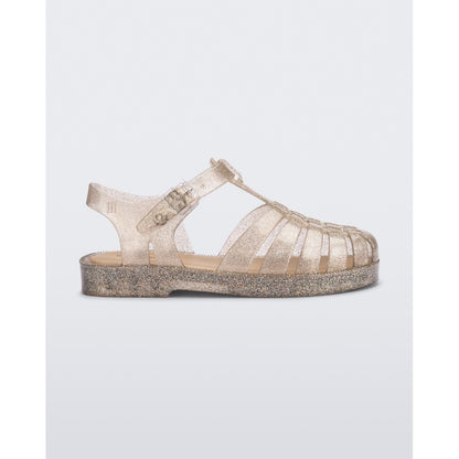 Mini Melissa Mini Melissa Possession Shiny Inf SANDAL BF142 BEIGE SILVER GLITTER